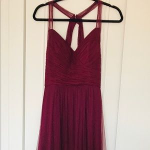 Maroon tulle bridesmaid dress
